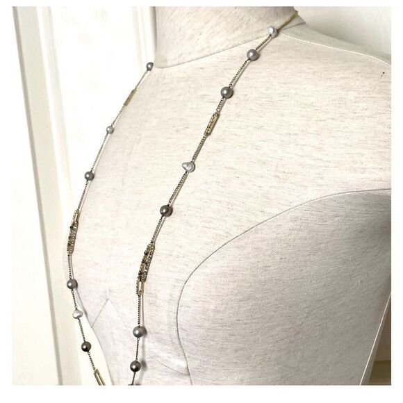 Alexis Bittar crystal link with glass pearl station necklace - Picture 2 of 12
